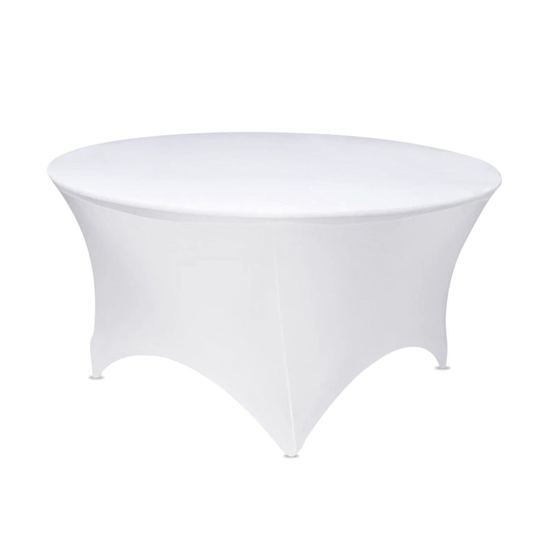 GFCC 5FT White Round Stretch Tablecloth 60 Inch Spandex Tablecloth Elastic Table Cover for Wedding Party Restaurant Fitted Table Cloth - Image 1